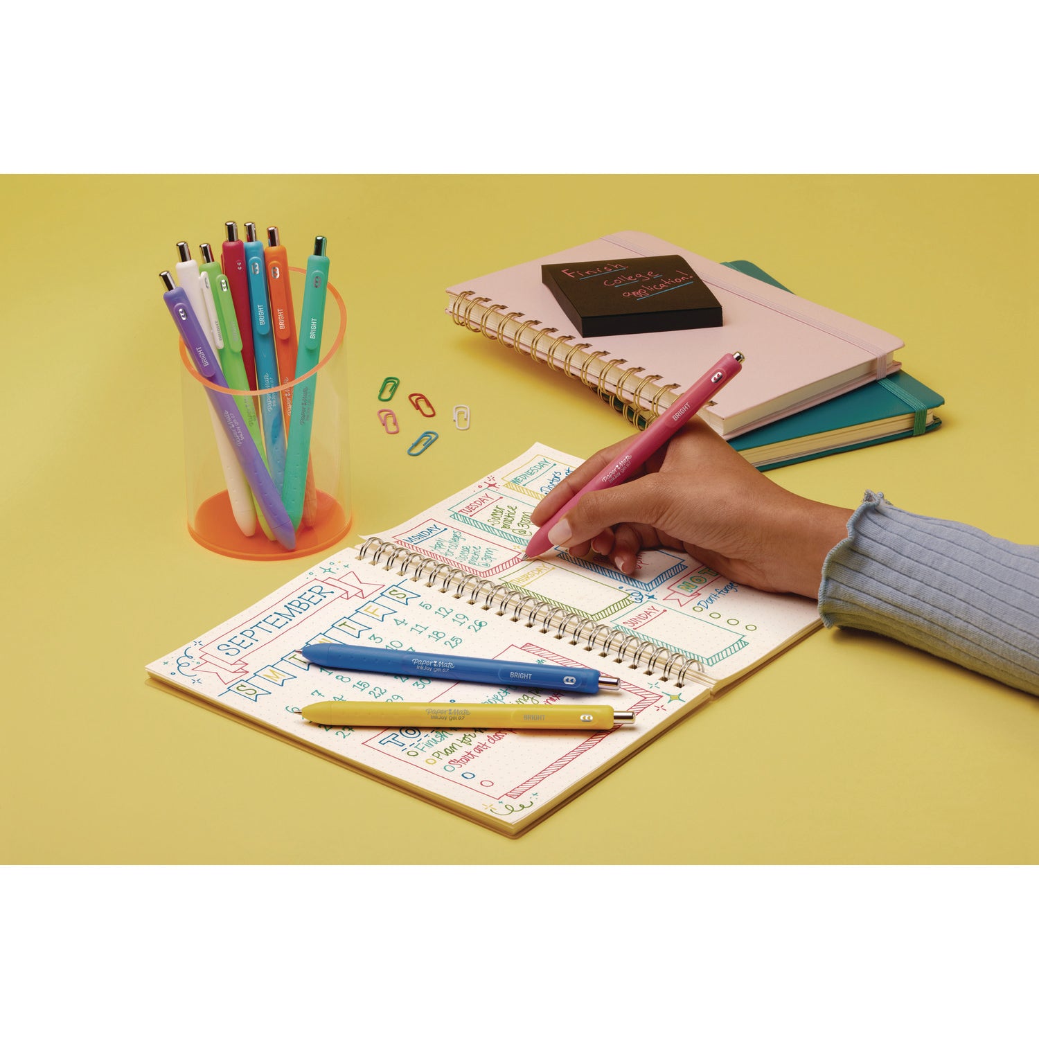 Paper Mate InkJoy Gel Bright! Pens, Medium Point (0.7mm), Retractable, Assorted Ink & Barrel Colors, 6 Pack