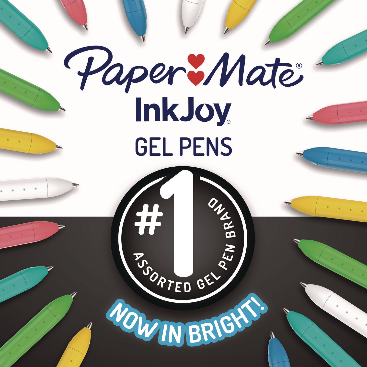 Paper Mate InkJoy Gel Bright! Pens, Medium Point (0.7mm), Retractable, Assorted Ink & Barrel Colors, 6 Pack