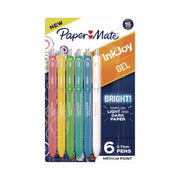 Paper Mate InkJoy Gel Bright! Pens, Medium Point (0.7mm), Retractable, Assorted Ink & Barrel Colors, 6 Pack