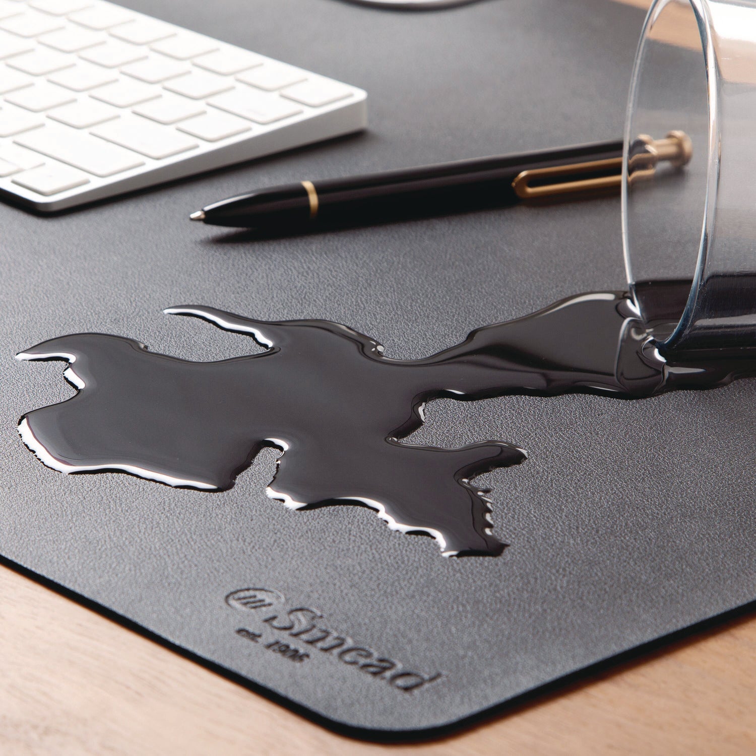 Smead Waterproof Desk Pad, Rectangular, 15.7" x 31.5", Vegan Leather, Faux Suede Backing, Charcoal, 1 Each