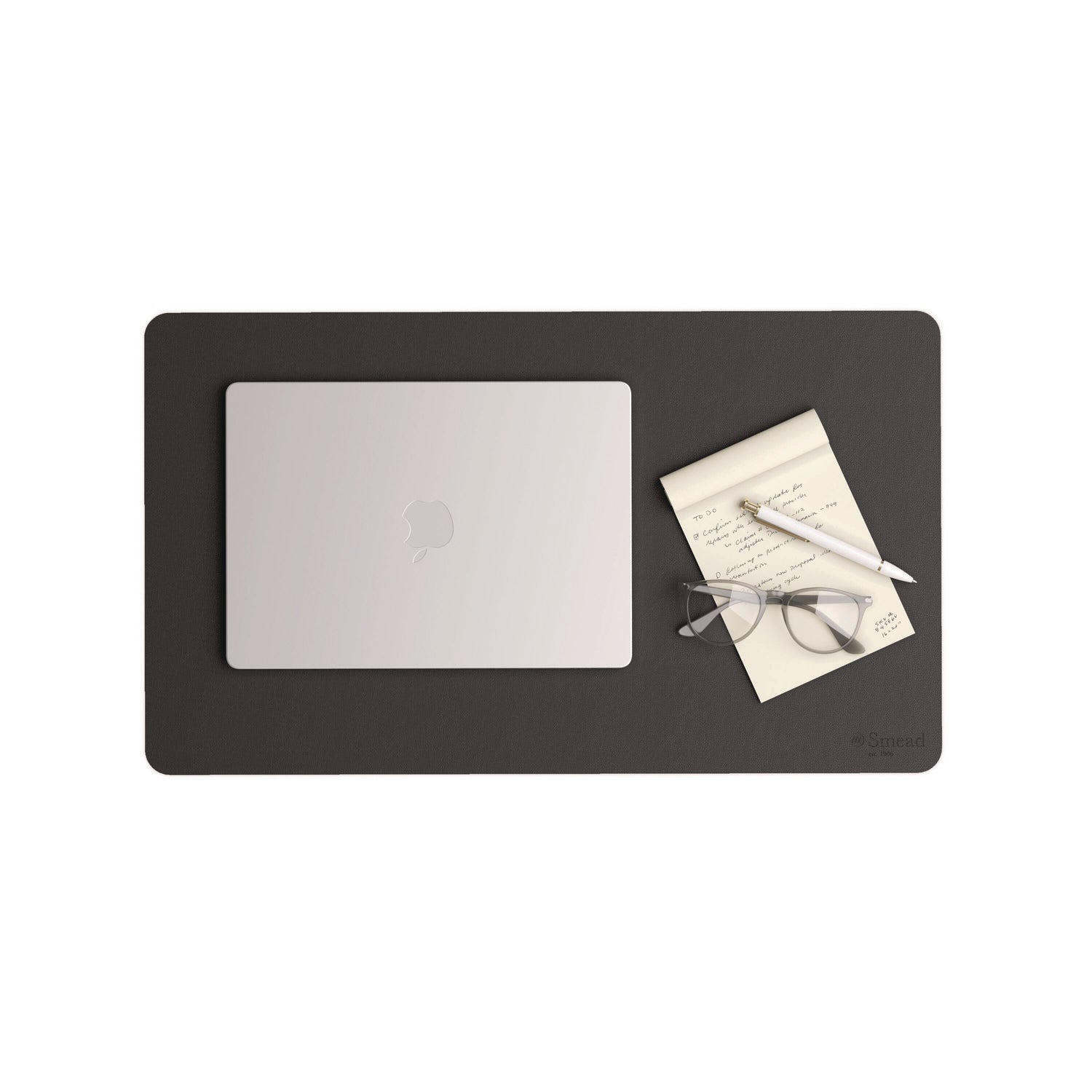 Smead Waterproof Desk Pad, Rectangular, 13.7" x 23.6", Faux Suede Backing, Vegan Leather, Charcoal, 1 Each