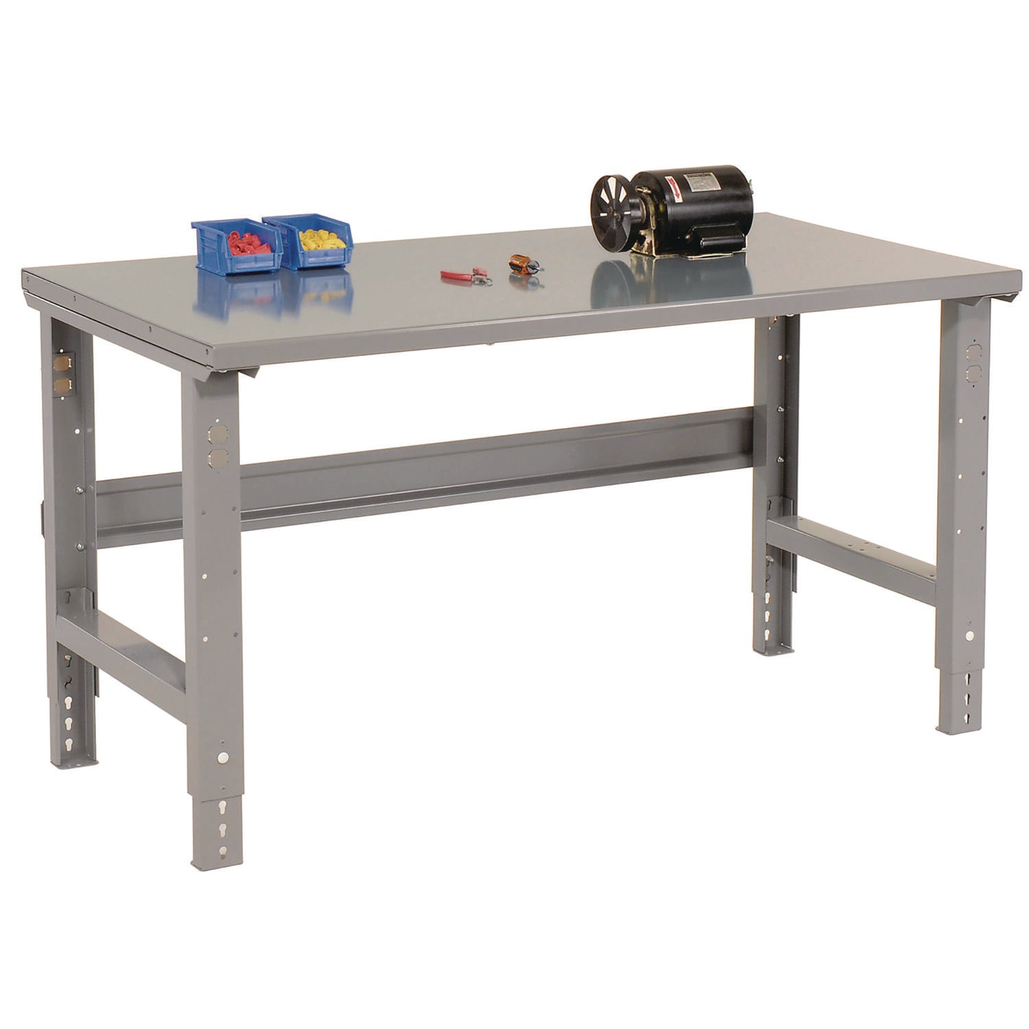 Standard Duty Steel Top Adjustable Height Workbench, 2,000 lbs, 72 x 30 x 30.88 to 36.88, Gray