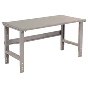 Standard Duty Steel Top Adjustable Height Workbench, 2,000 lbs, 72 x 30 x 30.88 to 36.88, Gray