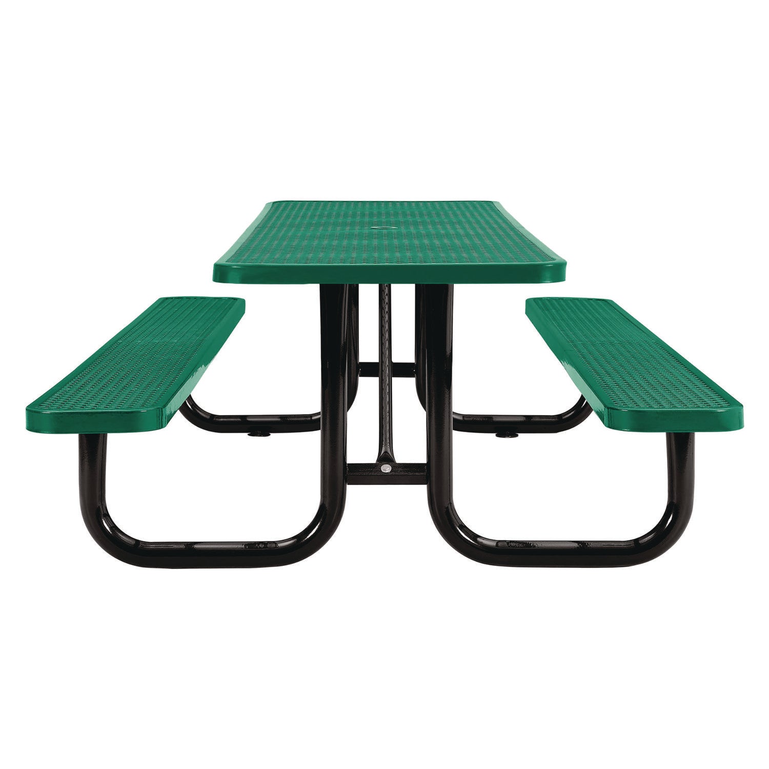 Expanded Steel Picnic Table, Rectangular, 96 x 62 x 29.5, Green Top, Green Base/Legs