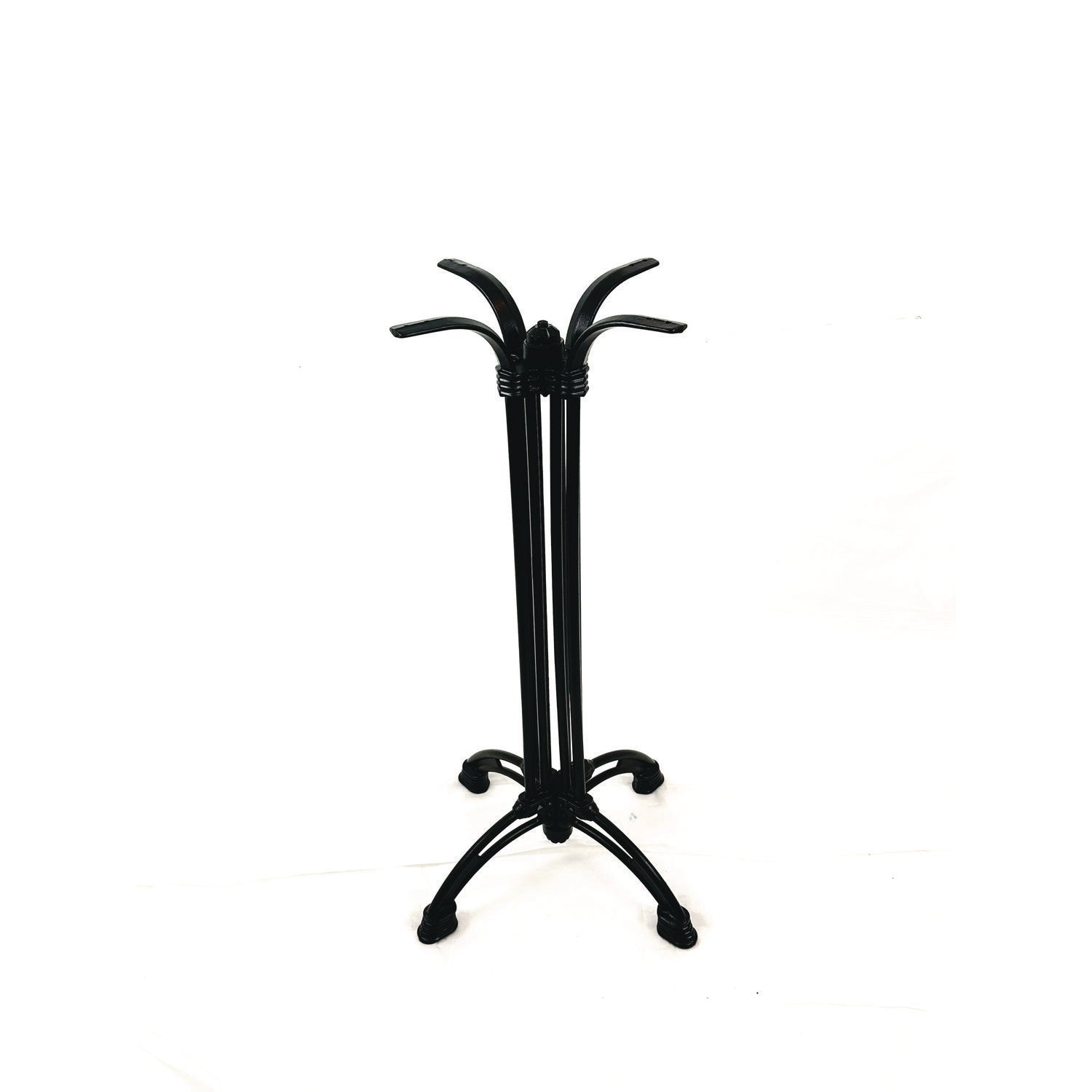 Topalit Tables, Round, 24" dia x 42"h, Teak Top, Black Aluminum Base/Legs