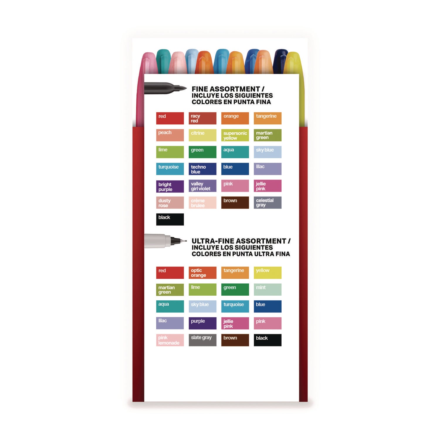 Fine, Ultra Fine Marker Point - Assorted Ink - 45 / Box