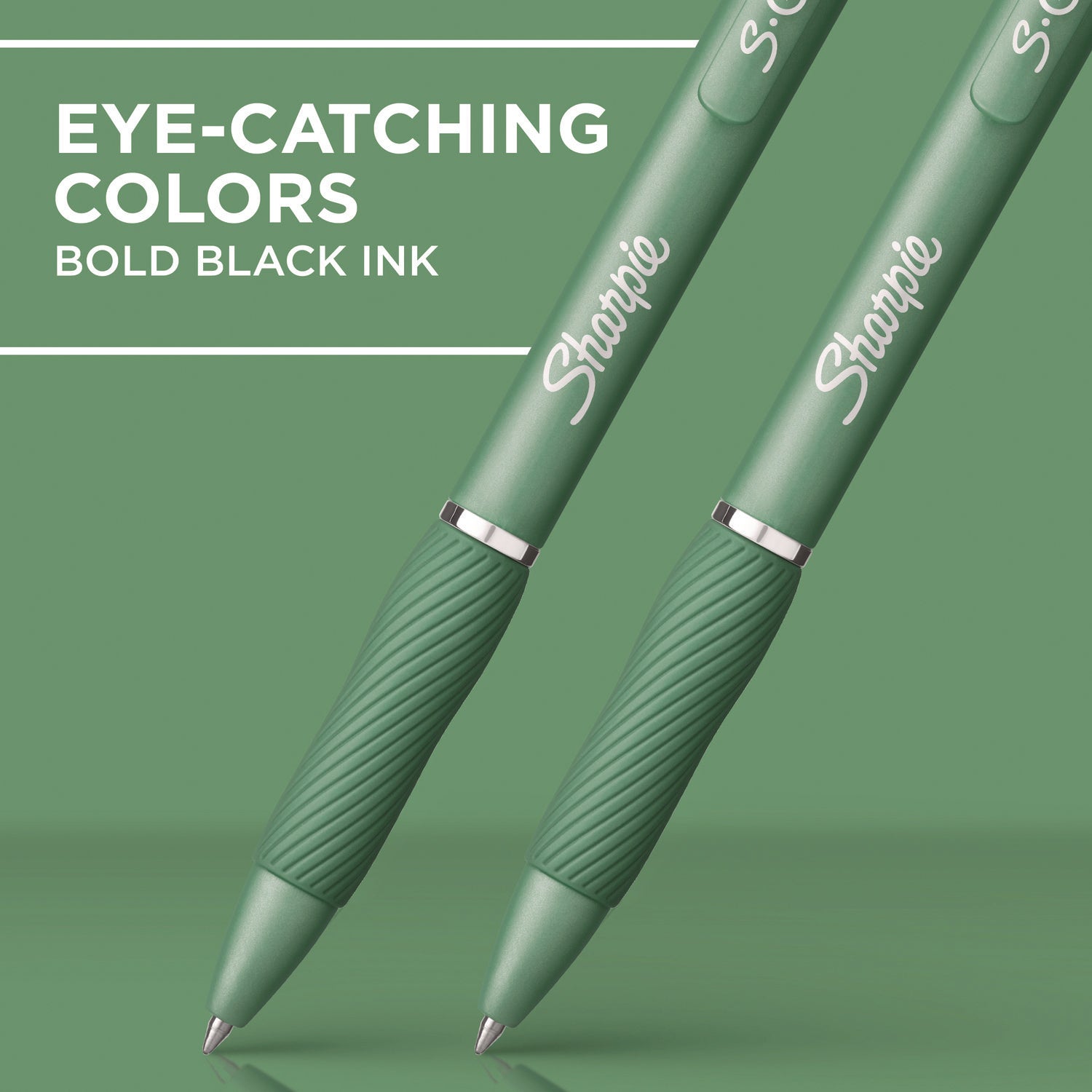 0.7 mm Medium, Bold Pen Point - Retractable - Black Ink - Gel-based - Forest Green Plastic Barrel - 4 / Pack