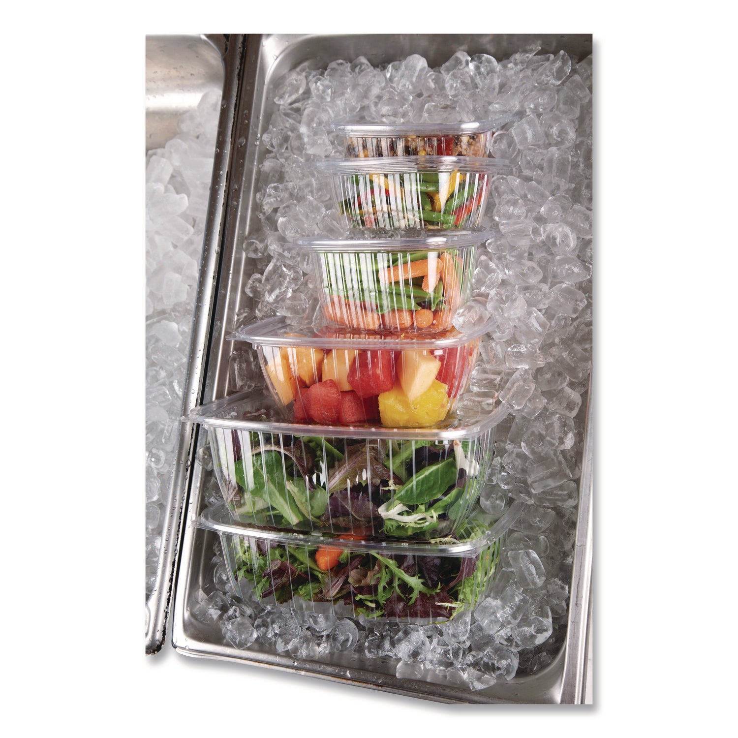 Renewable and Compostable Rectangular Deli Containers with Lid, 16 oz, 3 x 4 x 3, Clear, Plastic, 100/Pack, 3 Packs/Carton