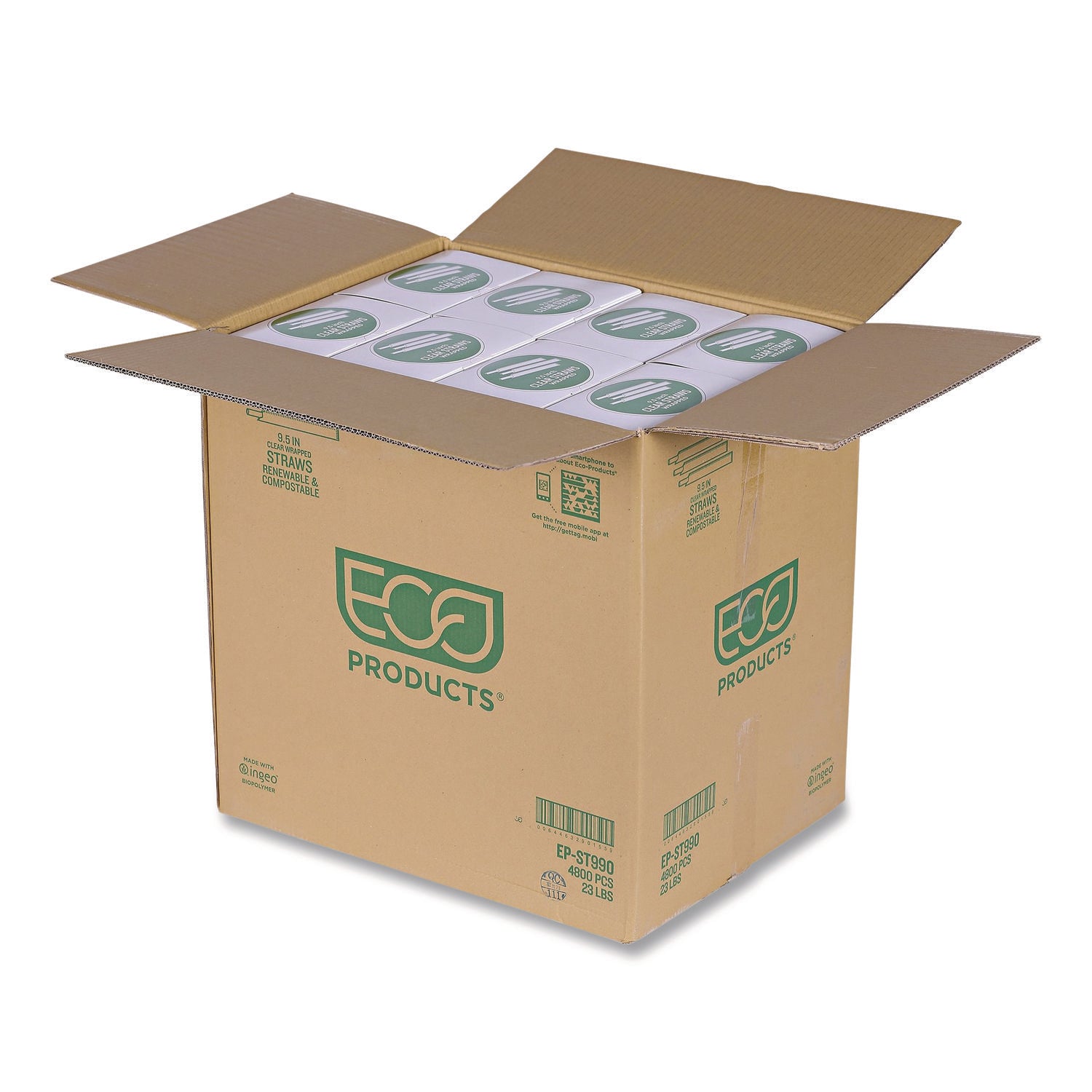 Wrapped Straw, 9.5", Clear, Plastic, 4,800/Carton