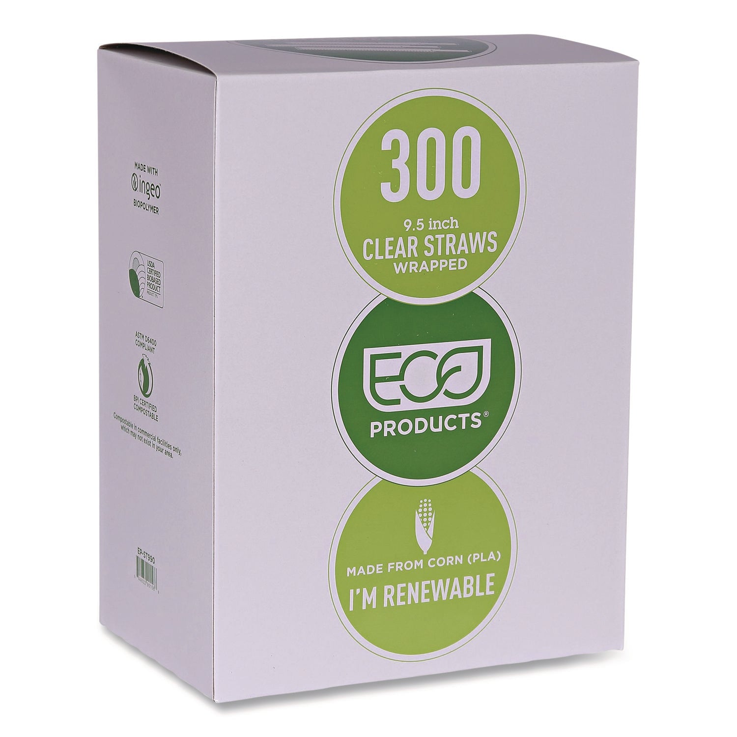 Wrapped Straw, 9.5", Clear, Plastic, 4,800/Carton