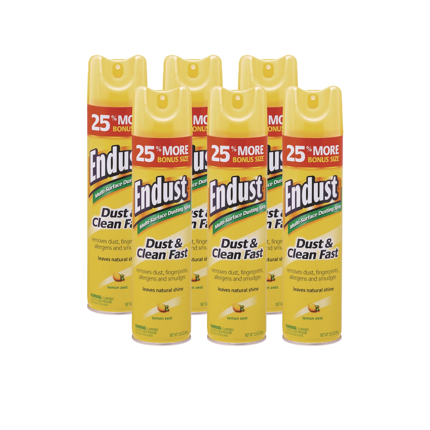 Diversey ENDUST Lemon Dust & Clean Spray - Ready-To-Use - 12.50 oz (0.78 lb) - Lemon Zest Scent - Hypoallergenic, Fragrance-free, Fast Acting, Silicon-free, Easy to Use, Residue-free - Clear - 1 Each
