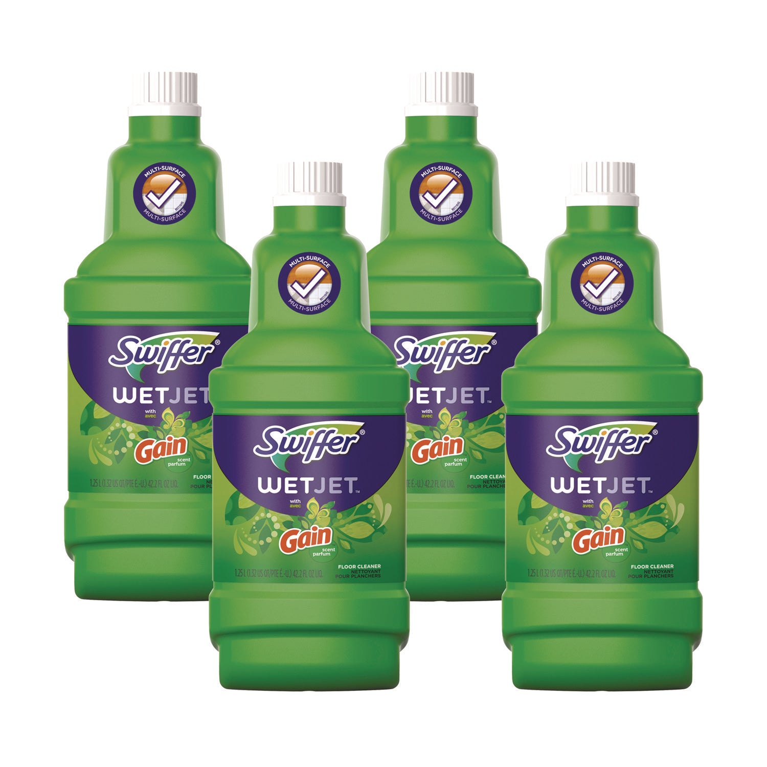 Swiffer WetJet MS Floor Cleaner, Multi Surface, Liquid, Gain Scent, 40.6 fl oz (1.3 quart), Green, 1 Bottle