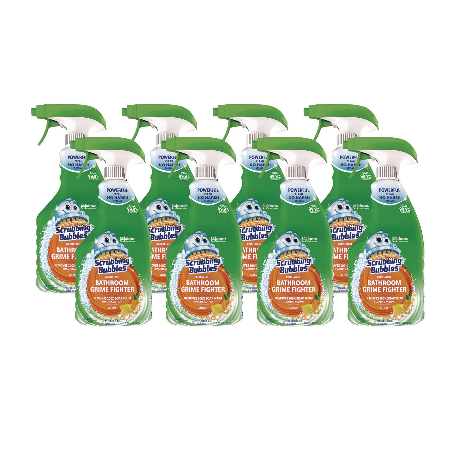 Scrubbing Bubbles Grime Fighter Spray, Fresh Citrus Scent, 32 fl oz, Green, 1 Each
