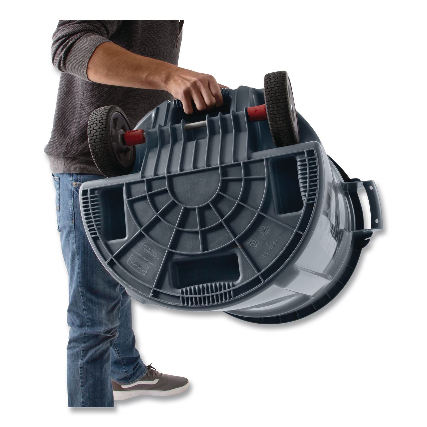 44 gal Capacity - Wheels, Ergonomic Handle, Vented - 35.8" Height x 27.6" Width - Resin - Gray - 1 Each