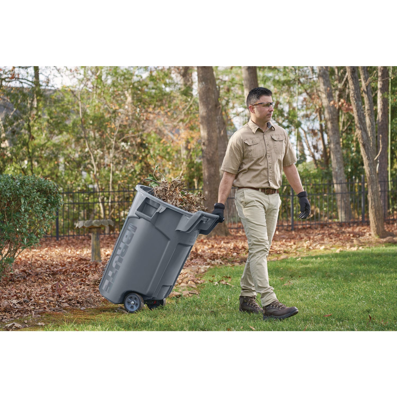 44 gal Capacity - Wheels, Ergonomic Handle, Vented - 35.8" Height x 27.6" Width - Resin - Gray - 1 Each