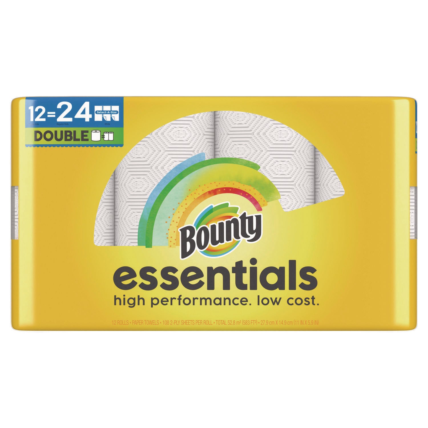 Bounty Essentials Paper Towels - 108 Sheets/Roll - Yellow - 12 Rolls Per CartonCarton - 1 Carton