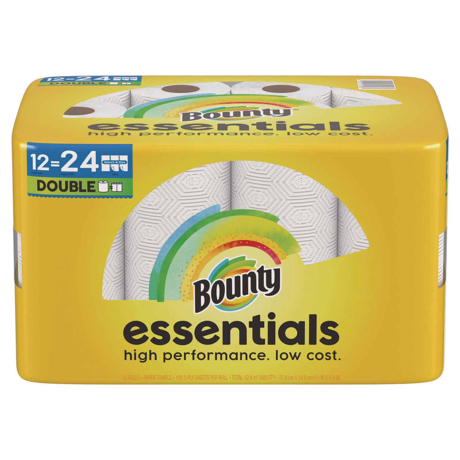 Bounty Essentials Paper Towels - 108 Sheets/Roll - Yellow - 12 Rolls Per CartonCarton - 1 Carton