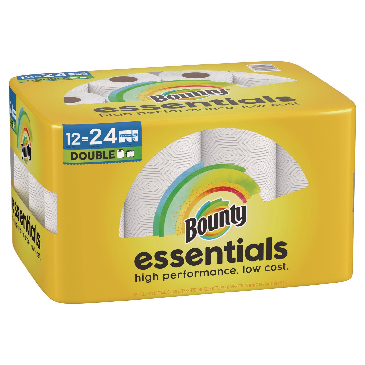 Bounty Essentials Paper Towels - 108 Sheets/Roll - Yellow - 12 Rolls Per CartonCarton - 1 Carton