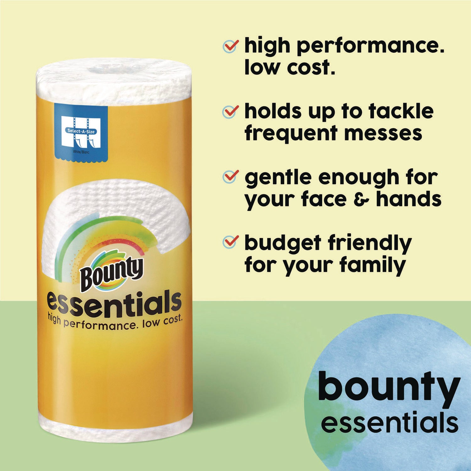 Bounty Essentials Paper Towels - 108 Sheets/Roll - Yellow - 12 Rolls Per CartonCarton - 1 Carton