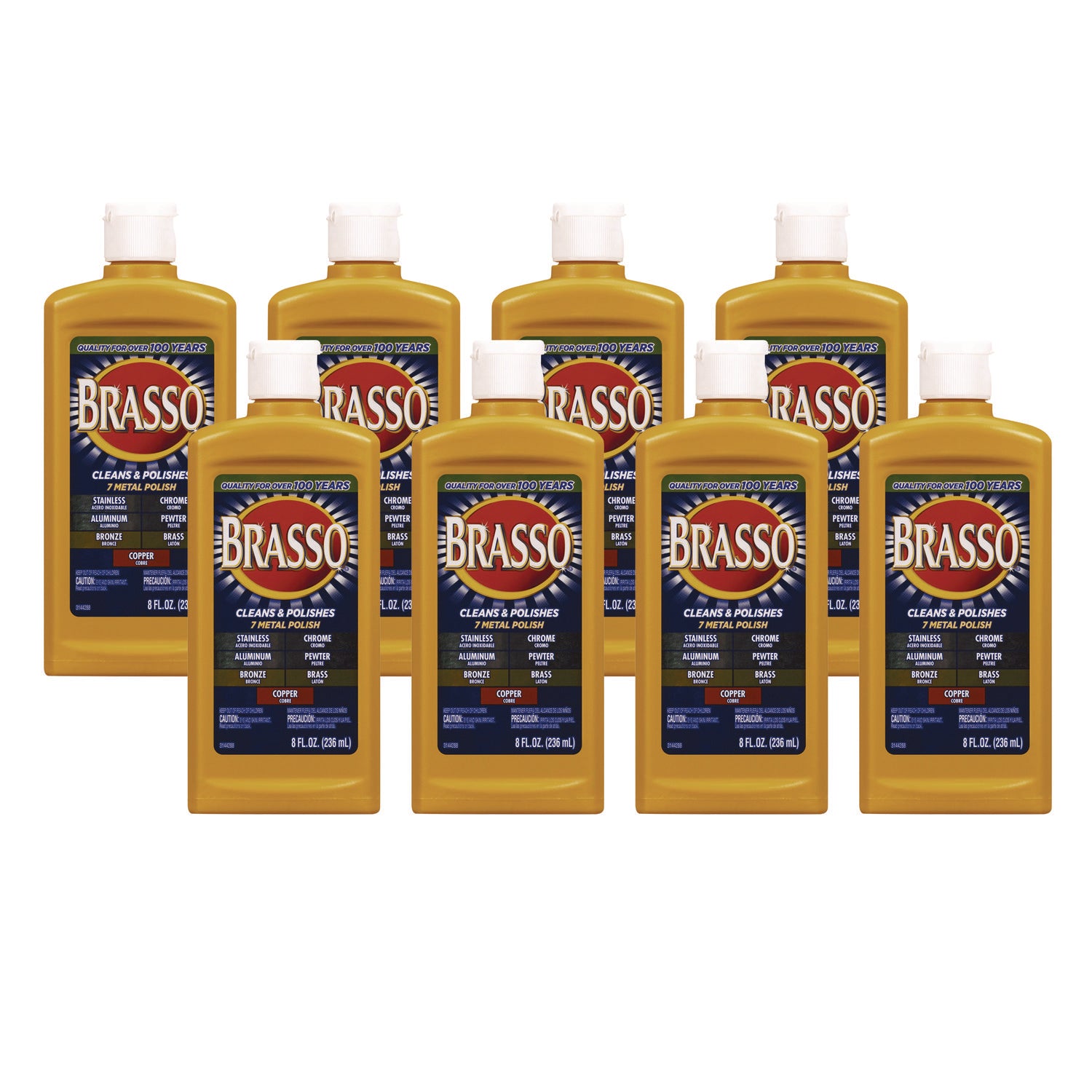 Brasso Metal Polish - 8 fl oz (0.3 quart) - Tan Bottle - 1 Each