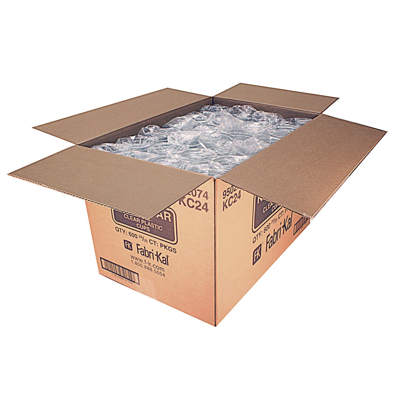 Kal-Clear PET Cold Drink Cups, 24 oz, Plastic, Clear, 25/Sleeve, 24 Sleeves/Carton