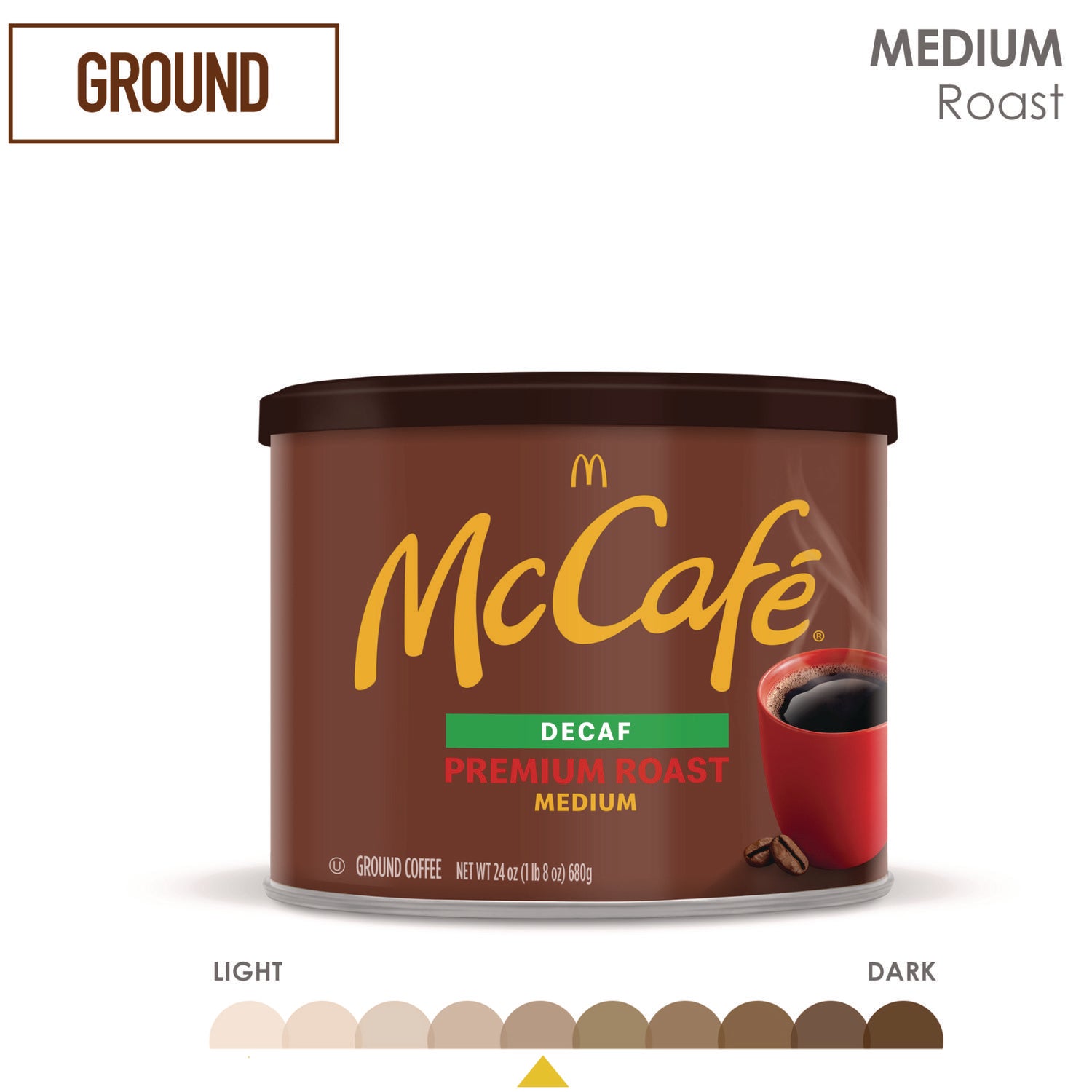Ground Coffee, Premium Roast Decaf, 24 oz Can