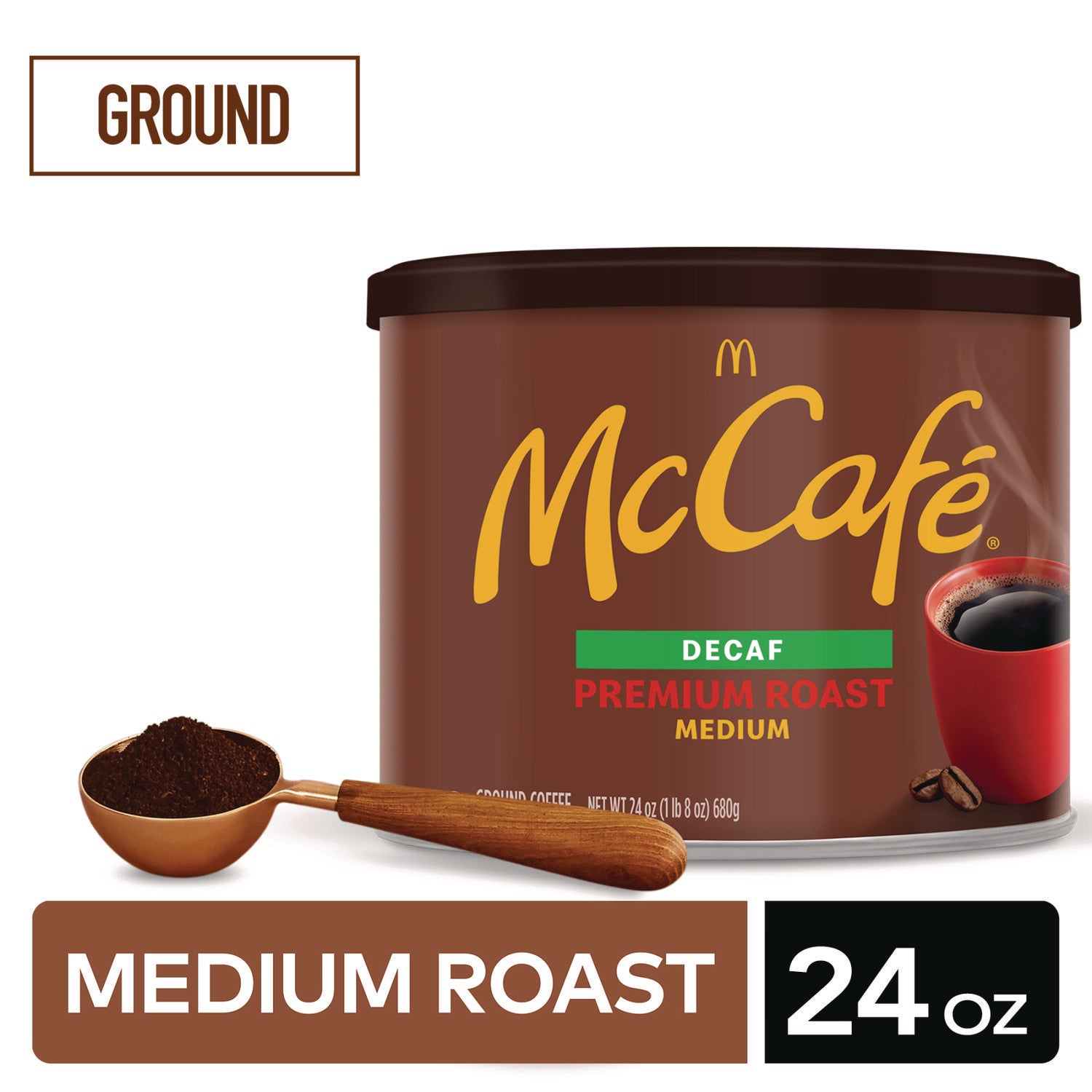 Ground Coffee, Premium Roast Decaf, 24 oz Can