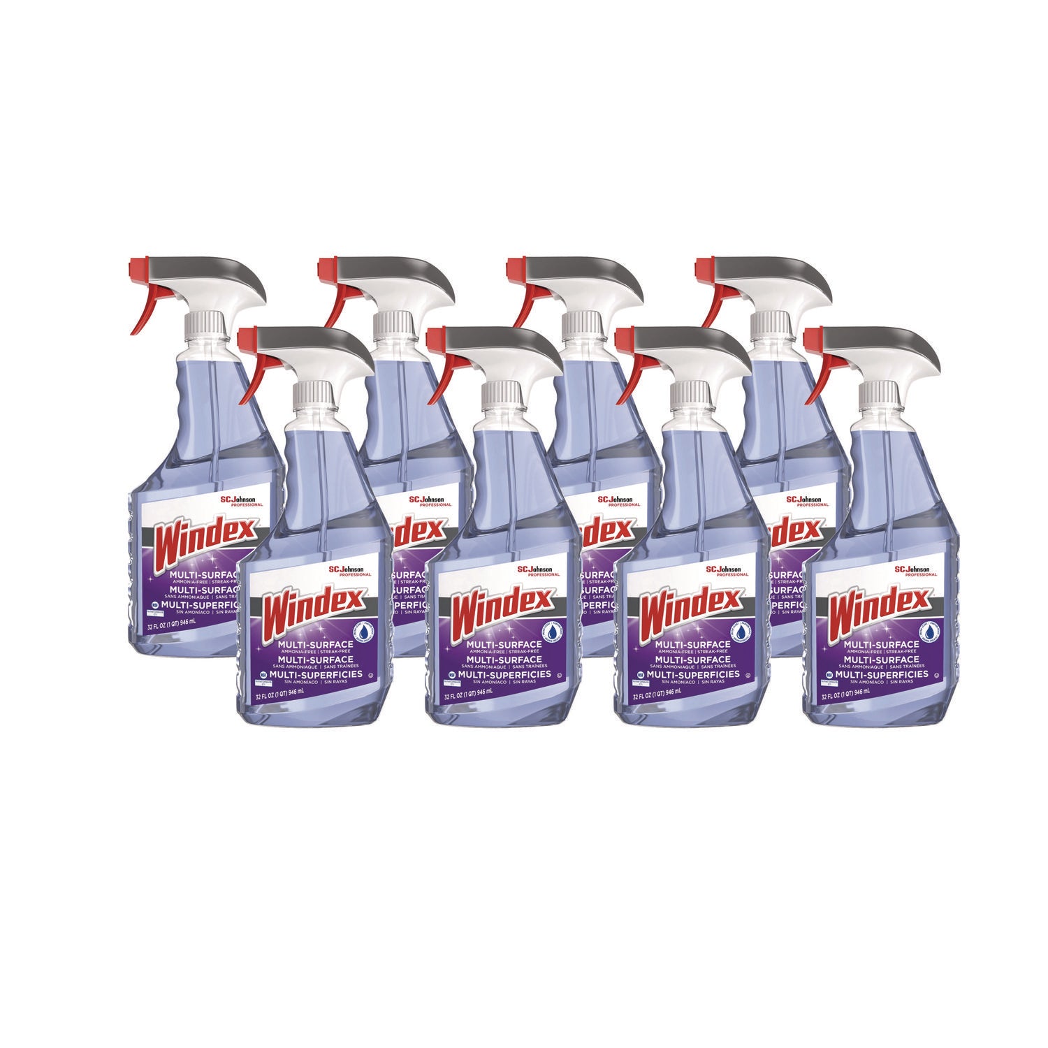 Windex Non-Ammoniated Cleaner, 32 fl oz, Streak-Free, Refillable, Purple Trigger Bottle, 1 Each