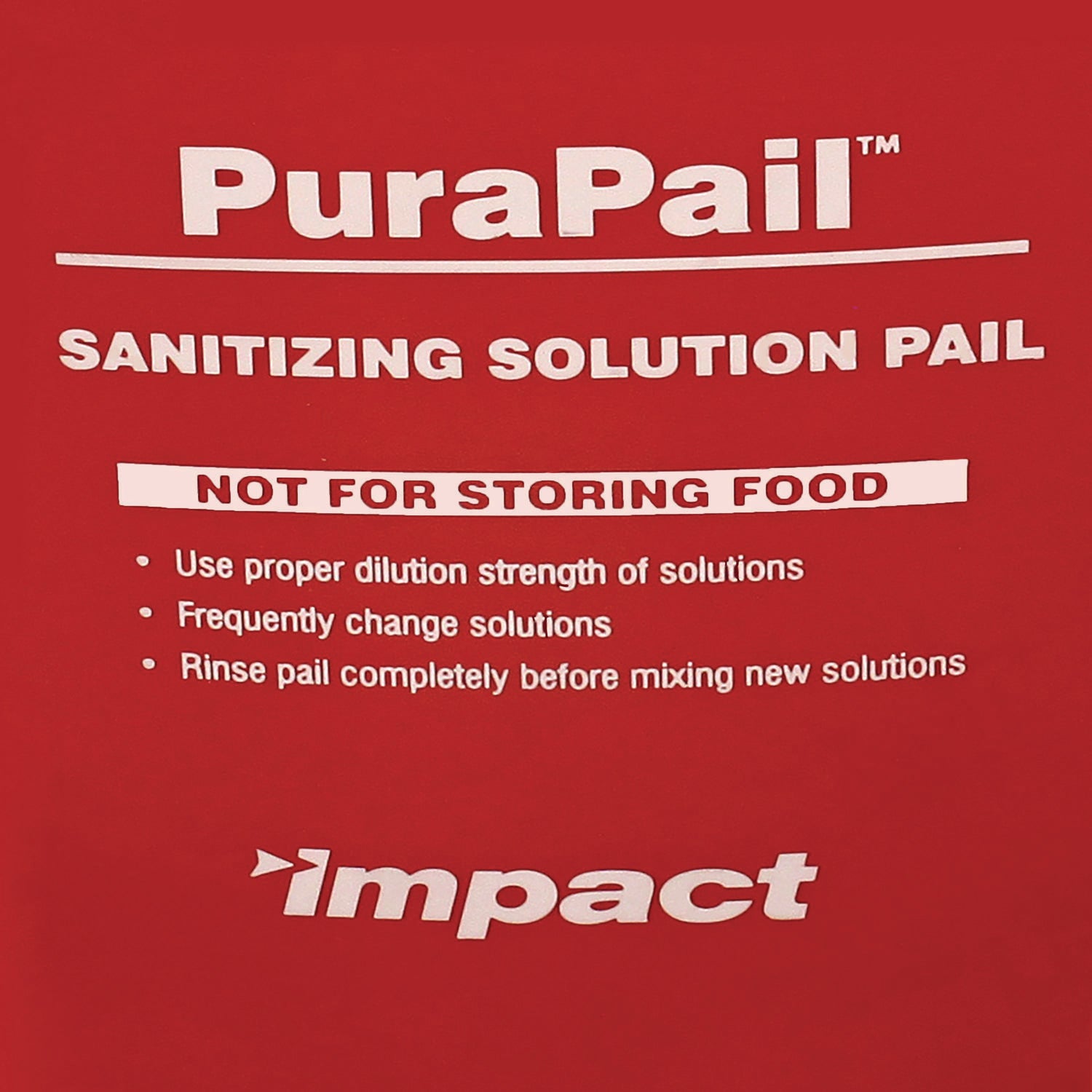 Purapail Sanitizing Bucket, 6 Qt, Polyethylene, Red