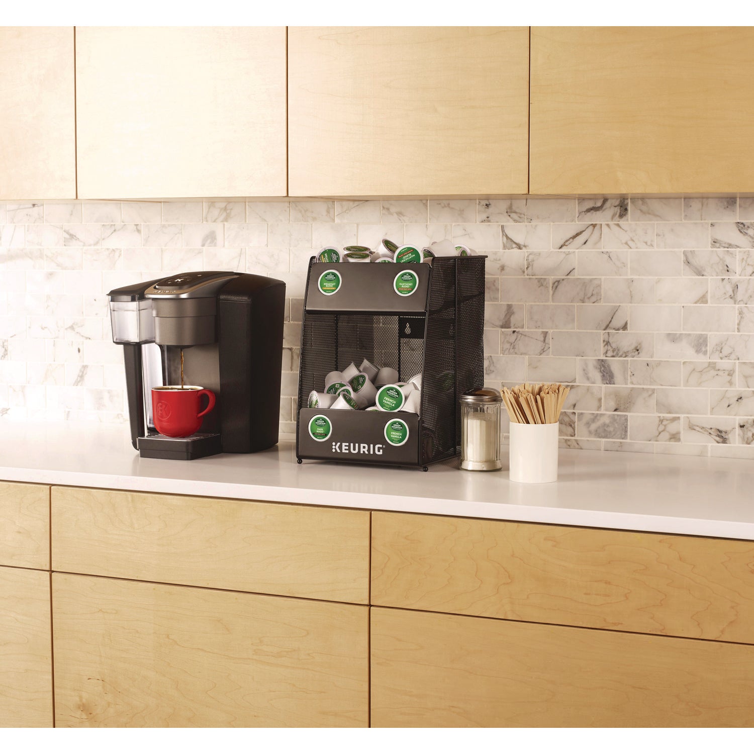 K-Cup Pod Wire Mesh Display Rack 4-Sleeve, 11 X 14 X 15.4, Black