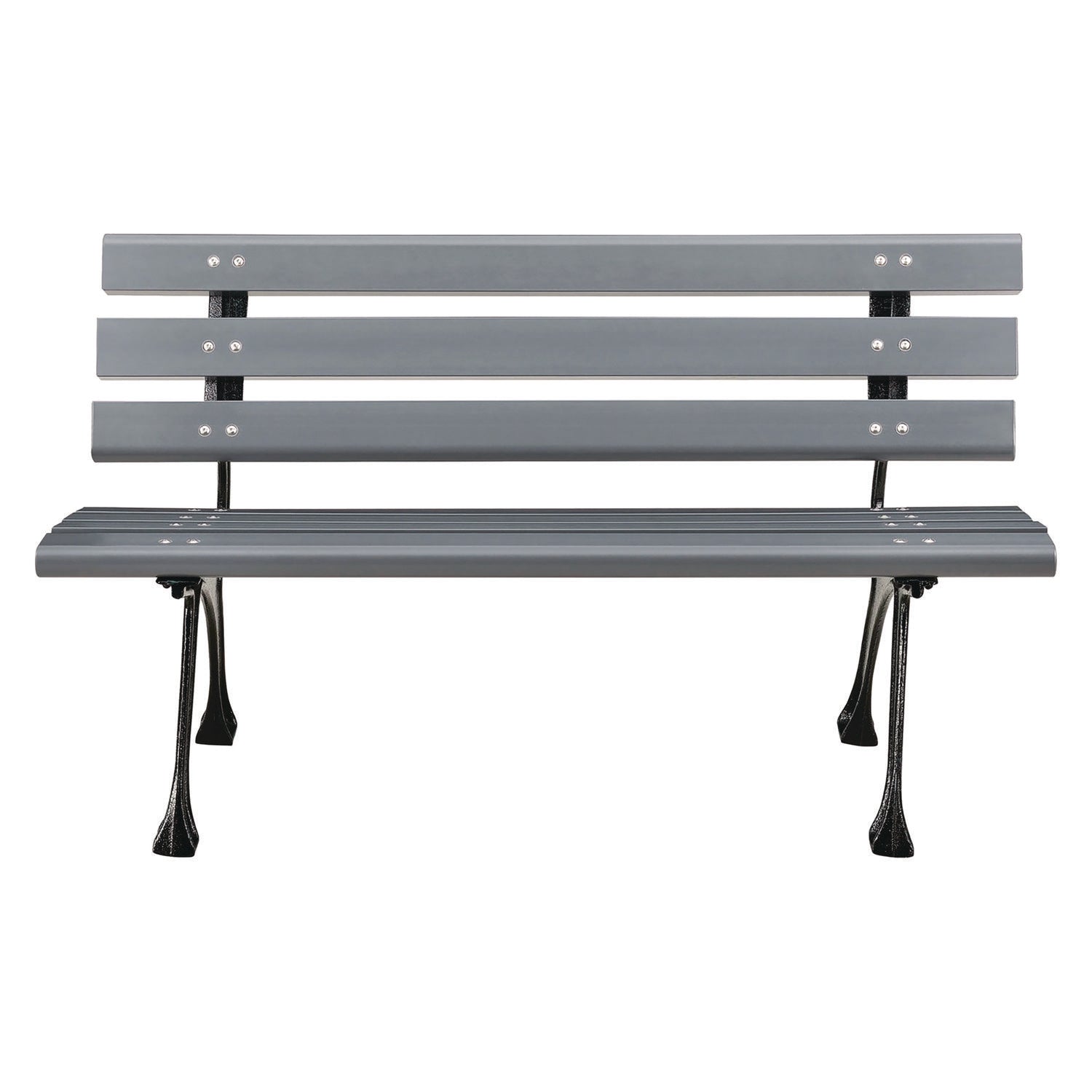 Recycled Plastic Benches with Back, 48" x 23" x 28", Gray Seat/Back, Gray Base