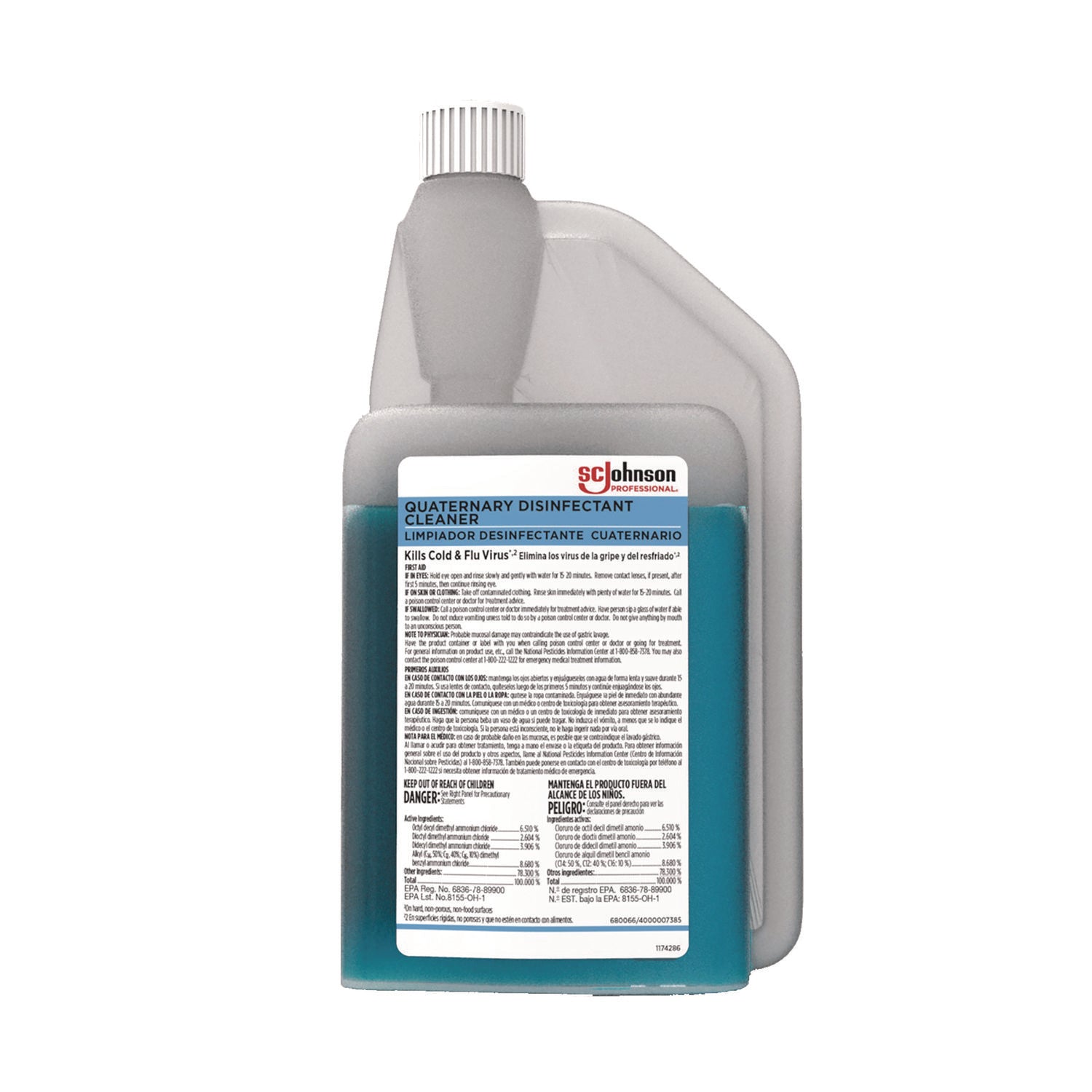 Quaternary Disinfectant Cleaner, 32 oz Bottle, 6/Carton