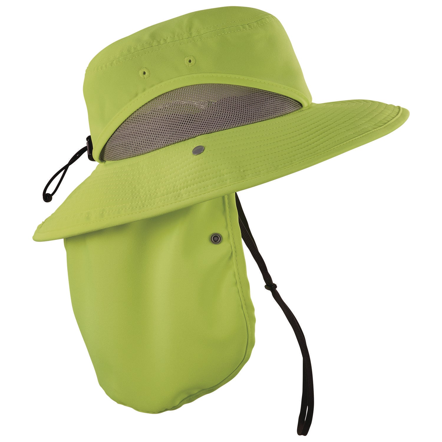 Ergodyne 8934 Ranger Hat with Neck Shade - Large (L)/Extra Large (XL) Size - Polyester, MicroFiber - Lime