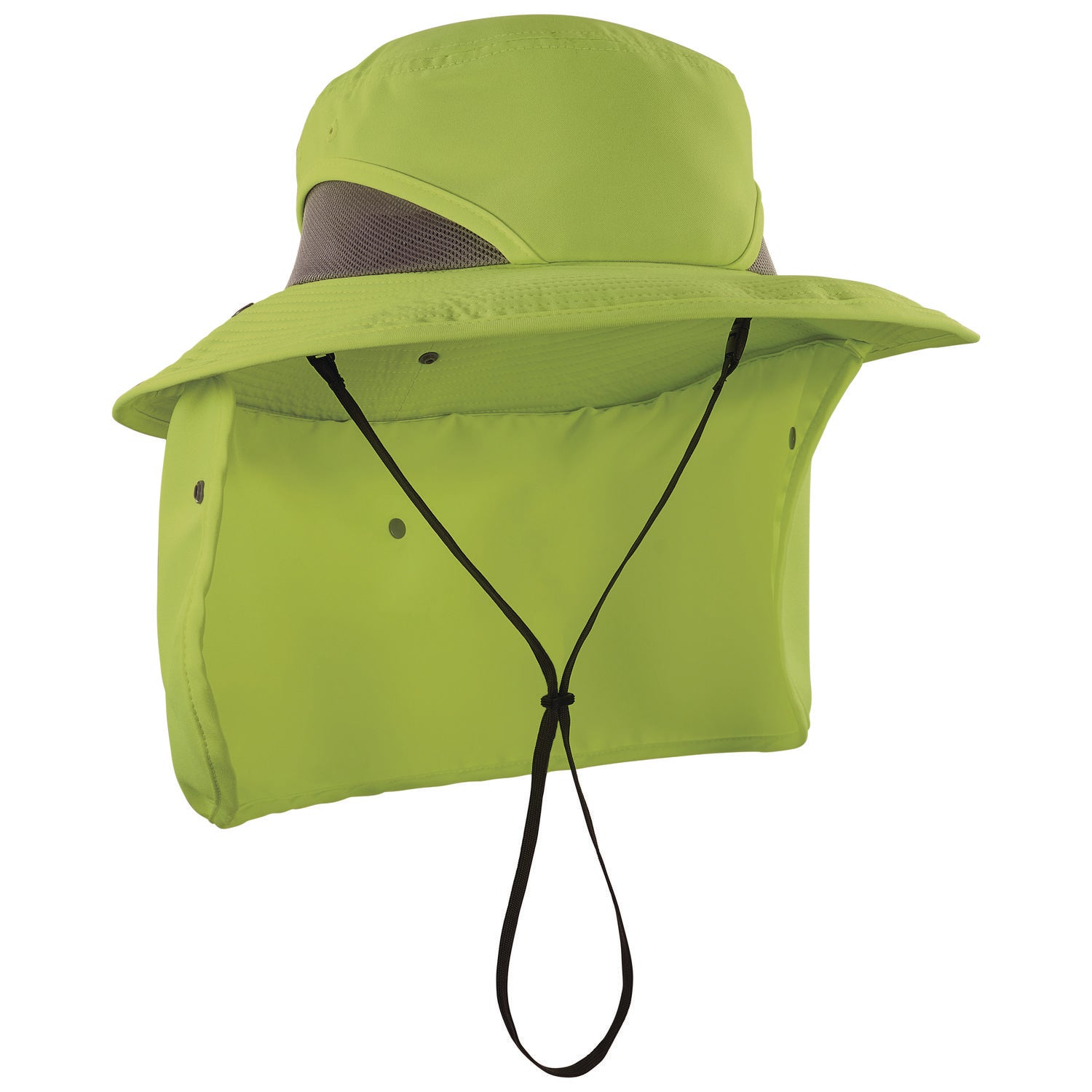 Ergodyne 8934 Ranger Hat with Neck Shade - Large (L)/Extra Large (XL) Size - Polyester, MicroFiber - Lime