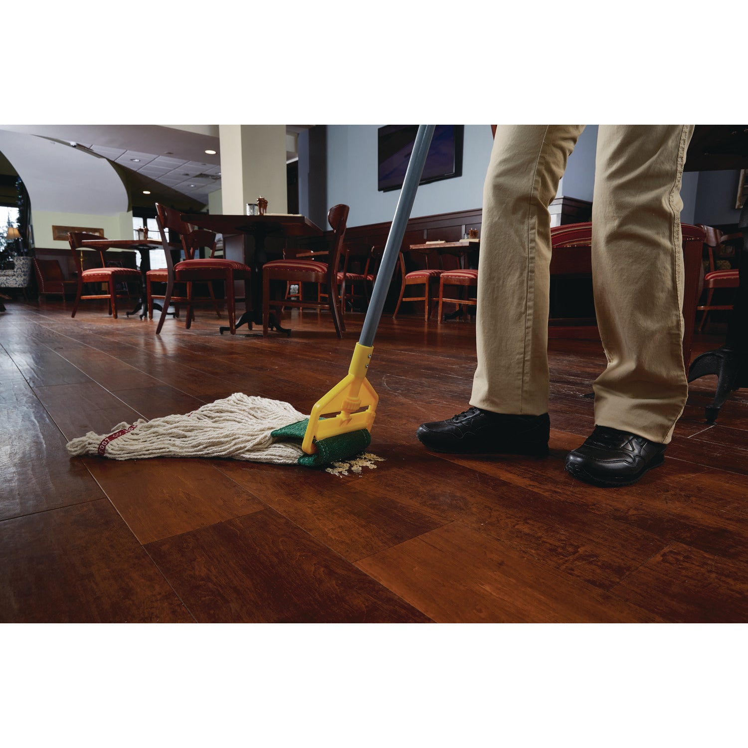 Invader Fiberglass Side-Gate Wet-Mop Handle, 1" dia x 60", Gray/Yellow
