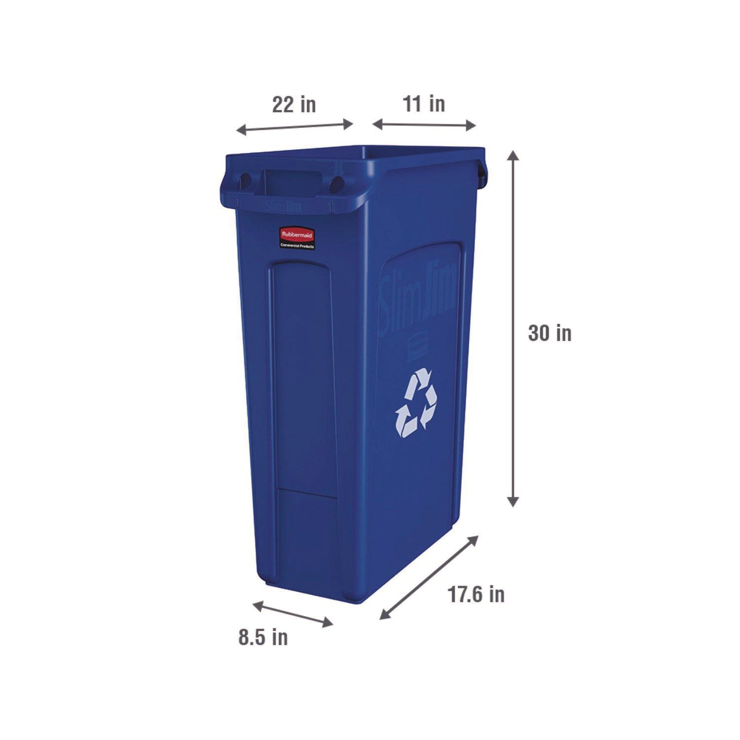 23 gal Capacity - Rectangular - 30" Height x 11" Width x 22" Depth - Plastic - Blue - 1 Each