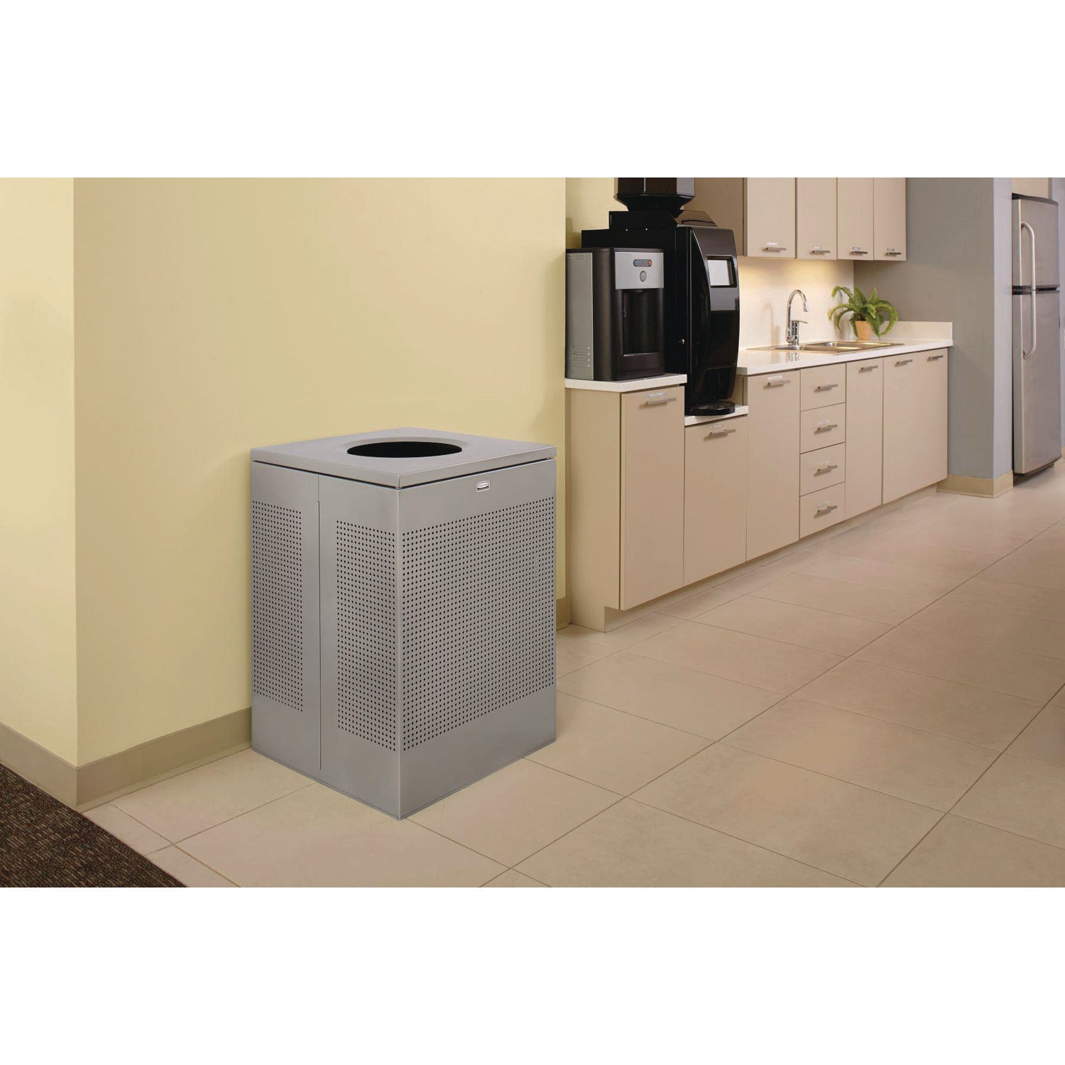 20 gal Capacity - Square - Perforated, Fire-Safe, Durable - 30.4" Height x 18.4" Width x 18.4" Depth - Steel, Metal - Silver Metallic - 1 Each