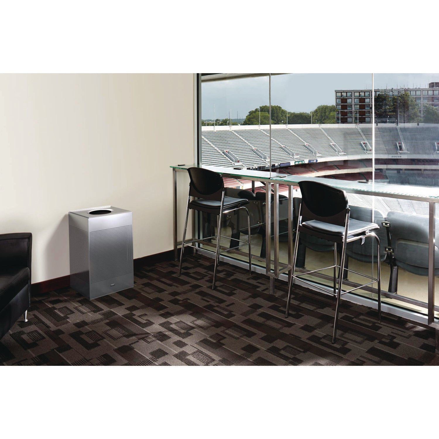 20 gal Capacity - Square - Perforated, Fire-Safe, Durable - 30.4" Height x 18.4" Width x 18.4" Depth - Steel, Metal - Silver Metallic - 1 Each