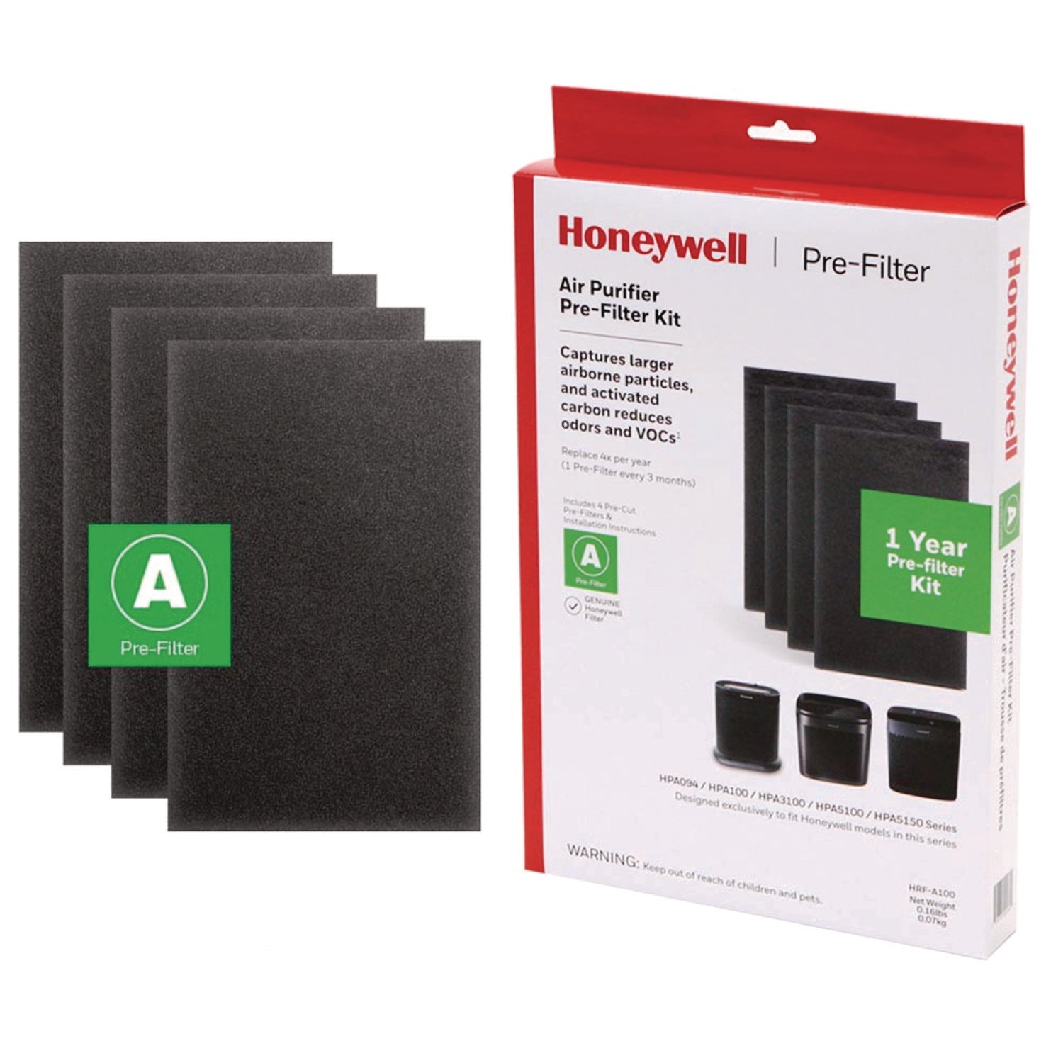 Pre-Cut Carbon Pre-Filter, Fits Models: HPA094/HPA100/HPA101/HPA104/HPA105/HPA106/HPA3100/HPA5100/HPA5150, Box of 4 Filters