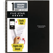 100 Sheets - Wire Bound - Quad Ruled Front Ruling - Letter - 8 1/2" x 11" Sheet Size - White Paper - Plastic Cover - Perforated, Pocket Divider, Punched, Subject - 1 Each