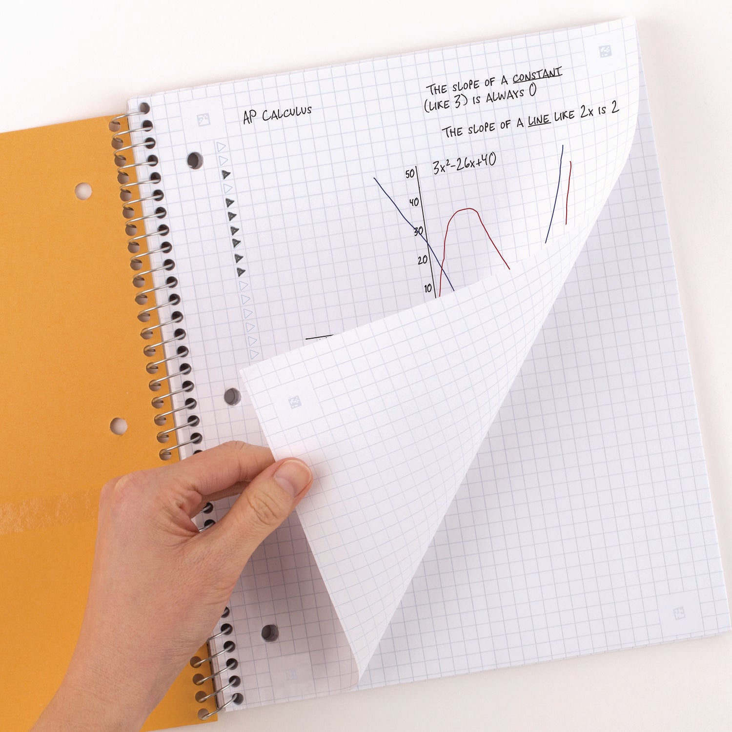 100 Sheets - Wire Bound - Quad Ruled Front Ruling - Letter - 8 1/2" x 11" Sheet Size - White Paper - Plastic Cover - Perforated, Pocket Divider, Punched, Subject - 1 Each
