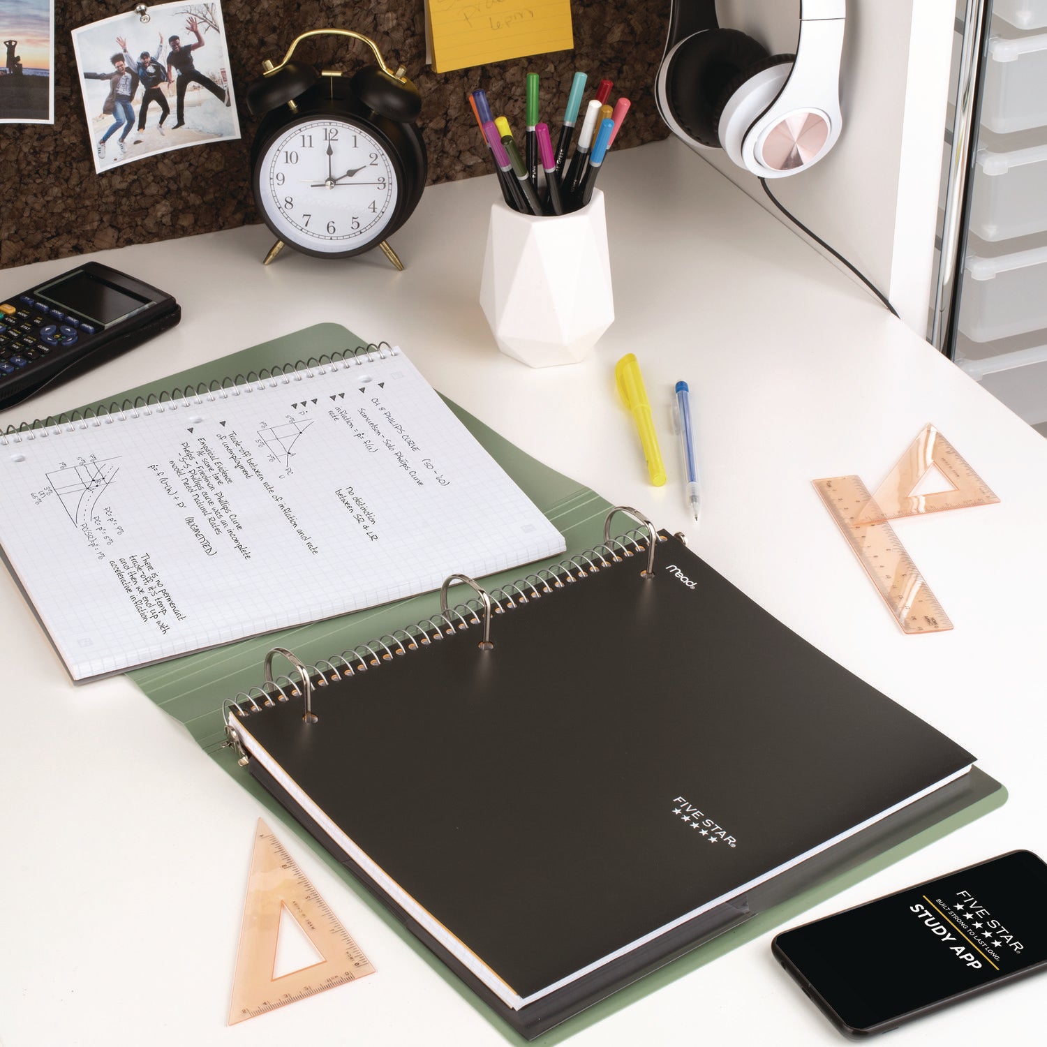 100 Sheets - Wire Bound - Quad Ruled Front Ruling - Letter - 8 1/2" x 11" Sheet Size - White Paper - Plastic Cover - Perforated, Pocket Divider, Punched, Subject - 1 Each