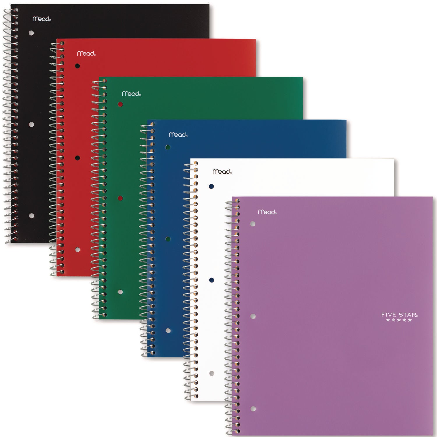 Mead Wirebound Notebooks - 150 Sheets - Wire Bound - 11" x 8 1/2" Sheet Size - White Paper - Assorted Cover - Pocket, Stiff-back, Perforated, Pocket, Heavyweight, Subject, Spiral Lock - 1 Each