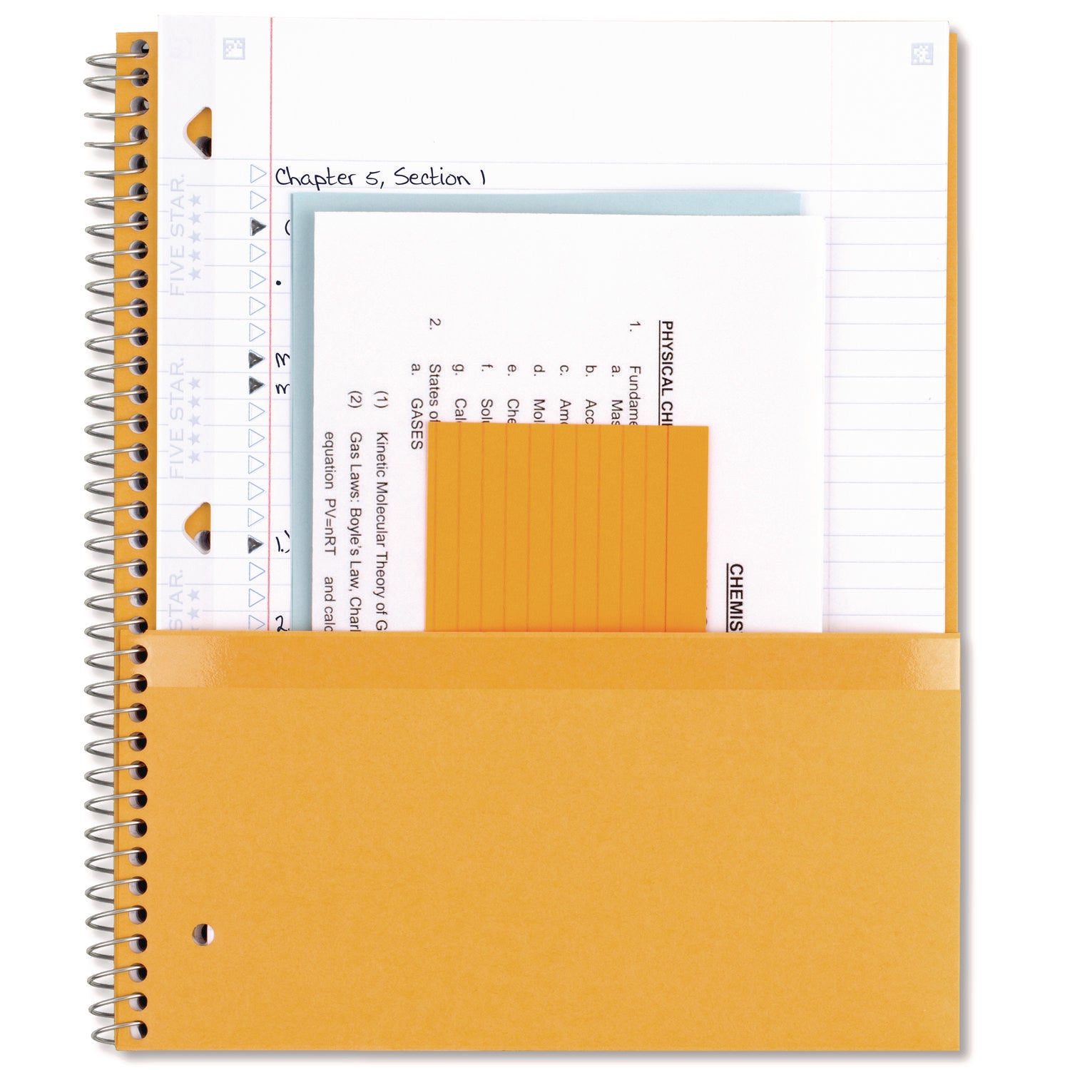 Mead Wirebound Notebooks - 150 Sheets - Wire Bound - 11" x 8 1/2" Sheet Size - White Paper - Assorted Cover - Pocket, Stiff-back, Perforated, Pocket, Heavyweight, Subject, Spiral Lock - 1 Each