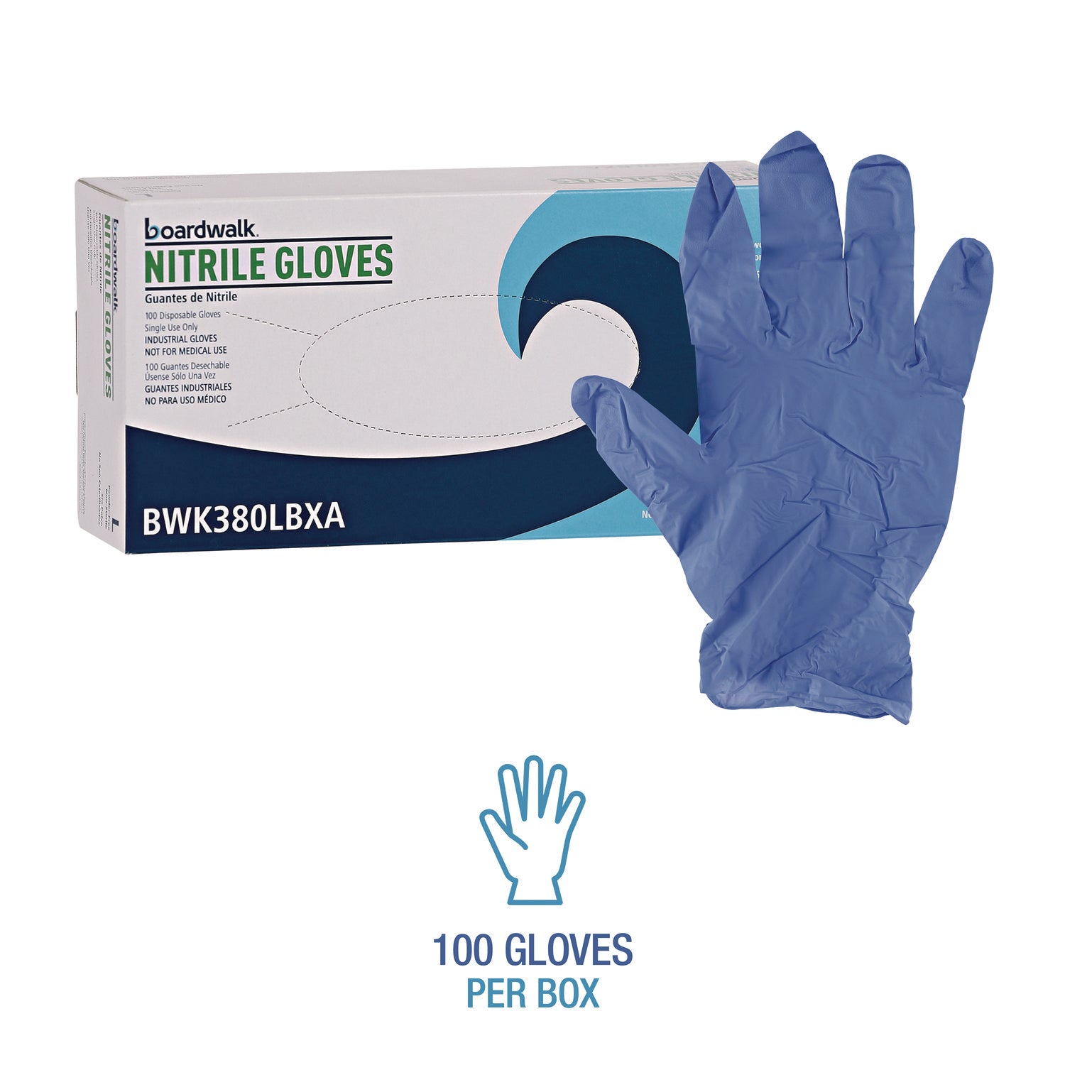 Disposable General-Purpose Nitrile Gloves, Large, Blue, 4 mil, 100/Box