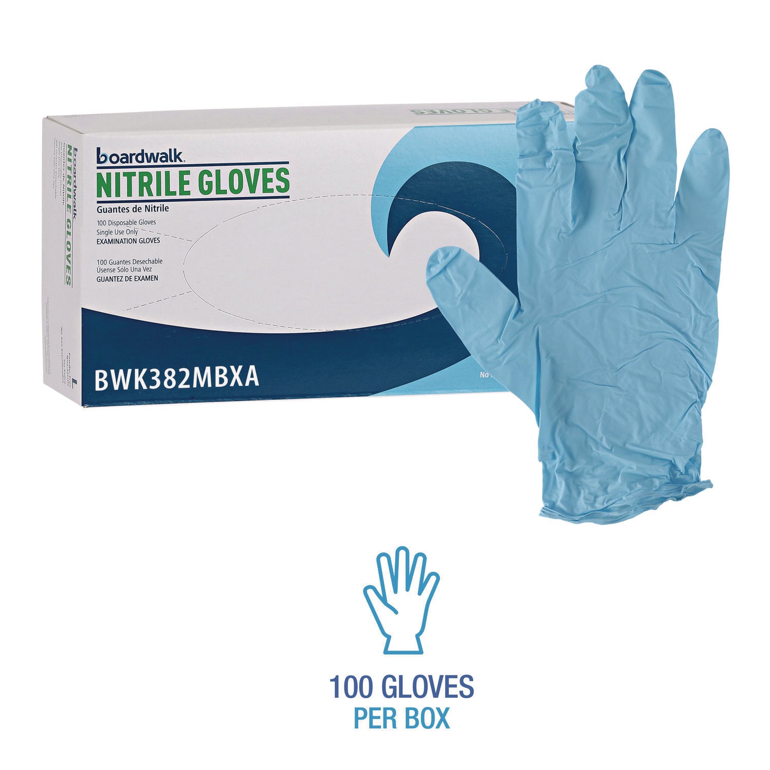 Disposable Examination Nitrile Gloves, Medium, Blue, 5 mil, 1,000/Carton