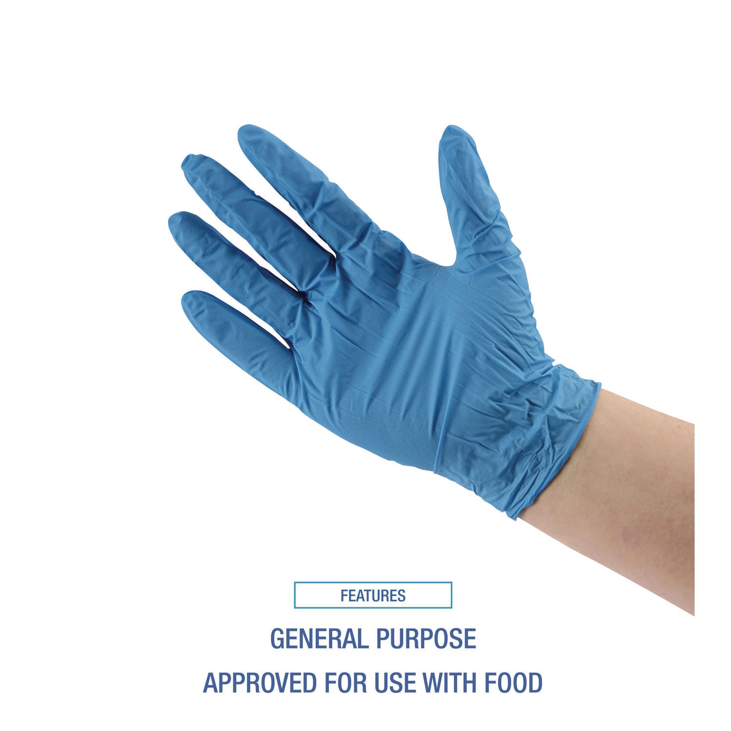 Disposable Powder-Free Nitrile Gloves, Medium, Blue, 5 mil, 1,000/Carton