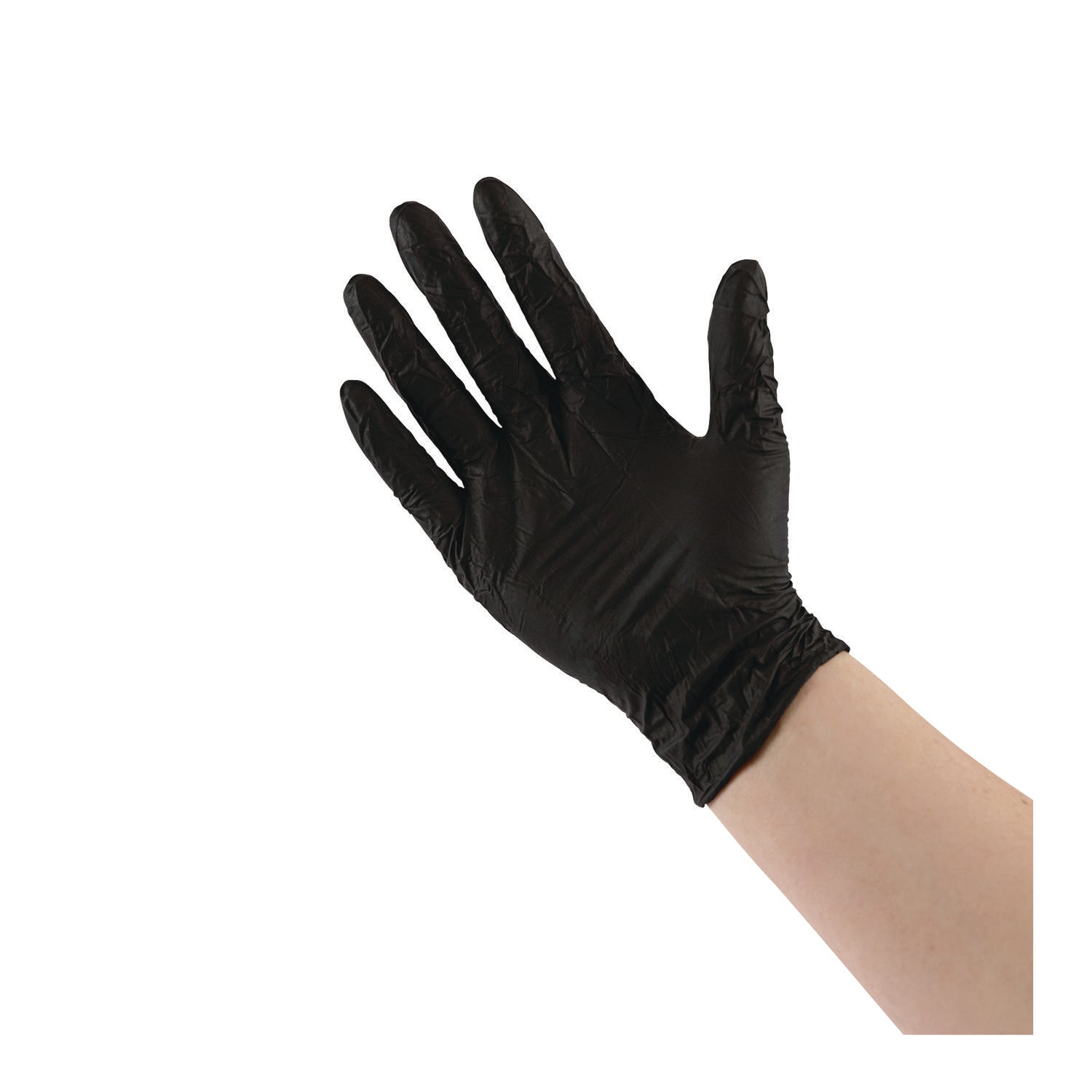 Disposable General-Purpose Powder-Free Nitrile Gloves, Medium, Black, 4.4 mil, 100/Box