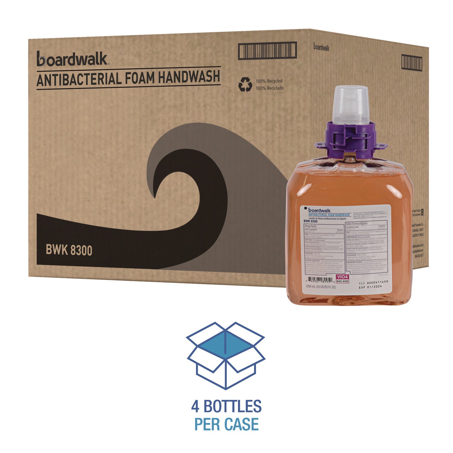 Foam Antibacterial Handwash, Fresh Fruit Scent, 1,250 mL Refill, 4/Carton