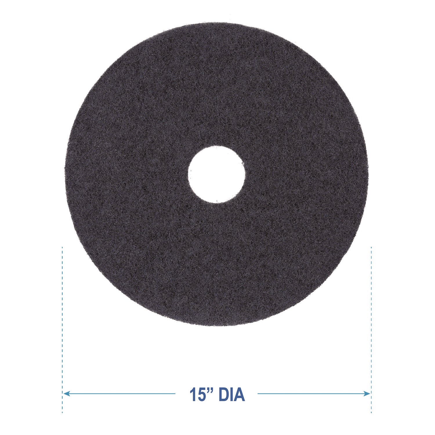 Stripping Floor Pads, 15" Diameter, Black, 5/carton